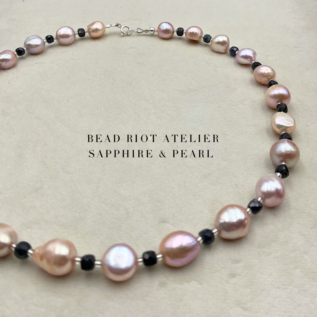 Sapphire & Pearl | Gemstone Necklace | Bead Riot Atelier