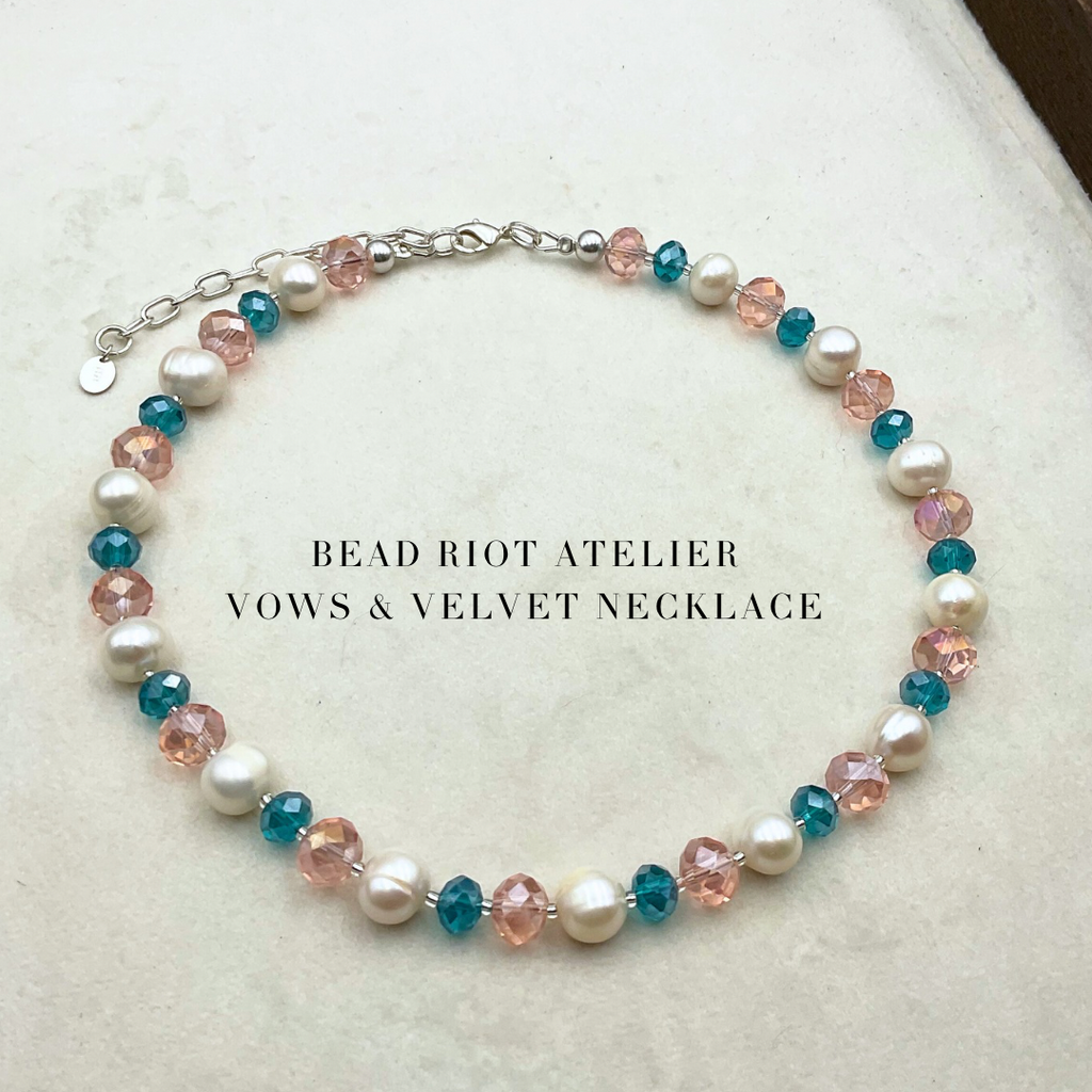 Vows & Velvet Necklace | Crystal & Pearl Necklace | Bead Riot Atelier
