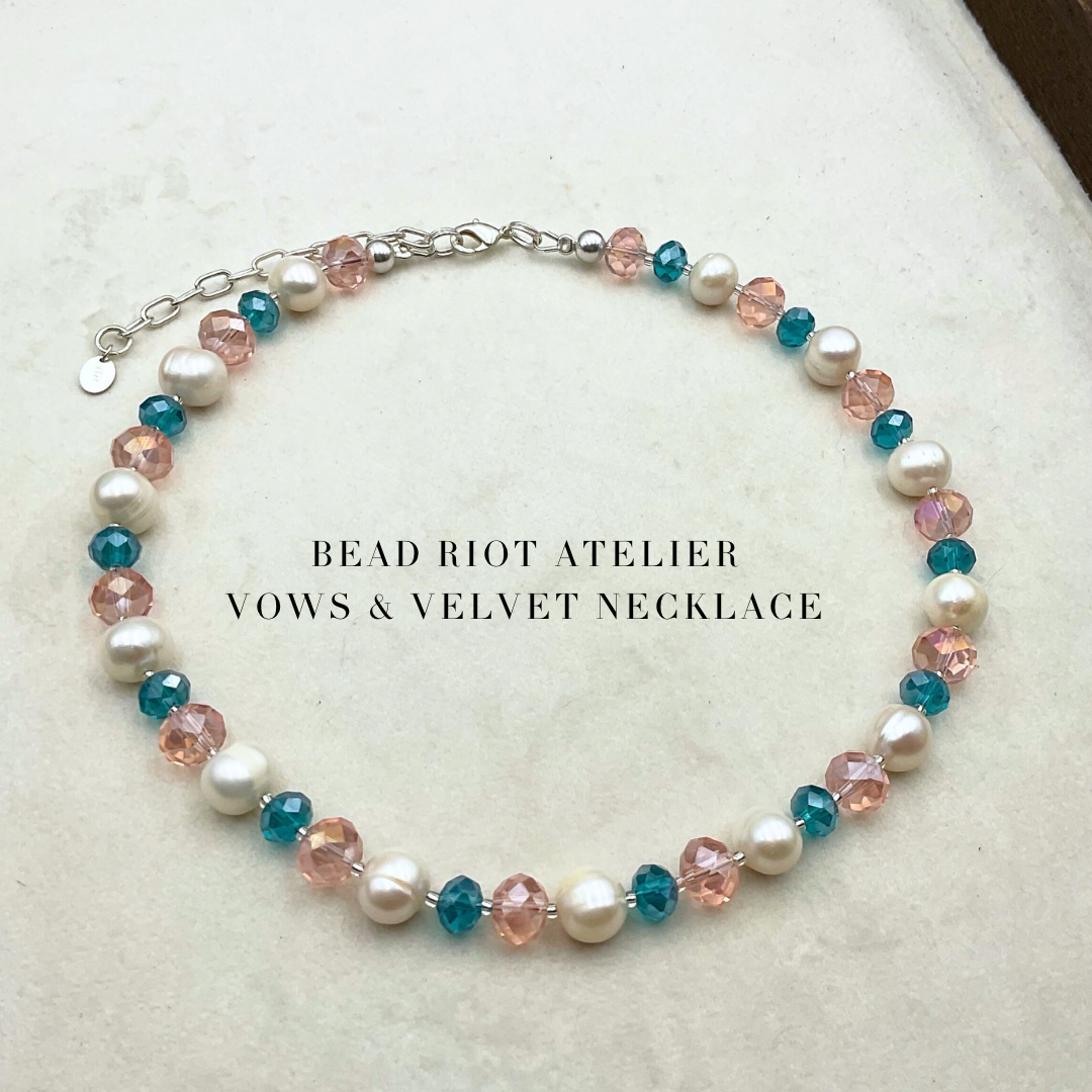 Vows & Velvet Necklace | Crystal & Pearl Necklace | Bead Riot Atelier