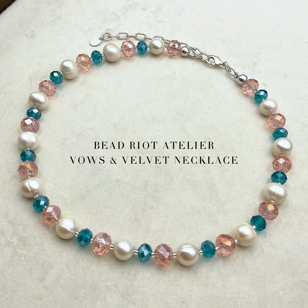 Vows & Velvet Necklace | Crystal & Pearl Necklace | Bead Riot Atelier