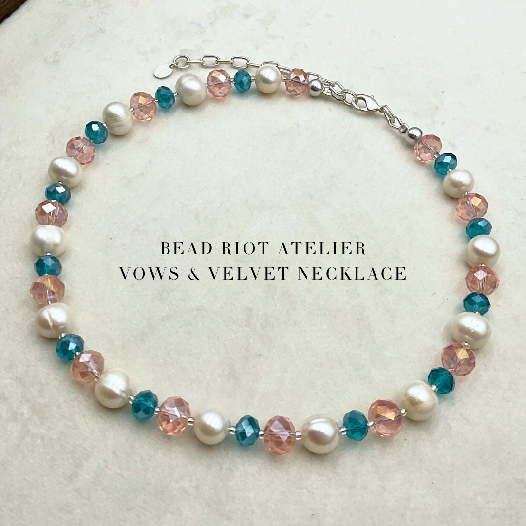 Vows & Velvet Necklace | Crystal & Pearl Necklace | Bead Riot Atelier