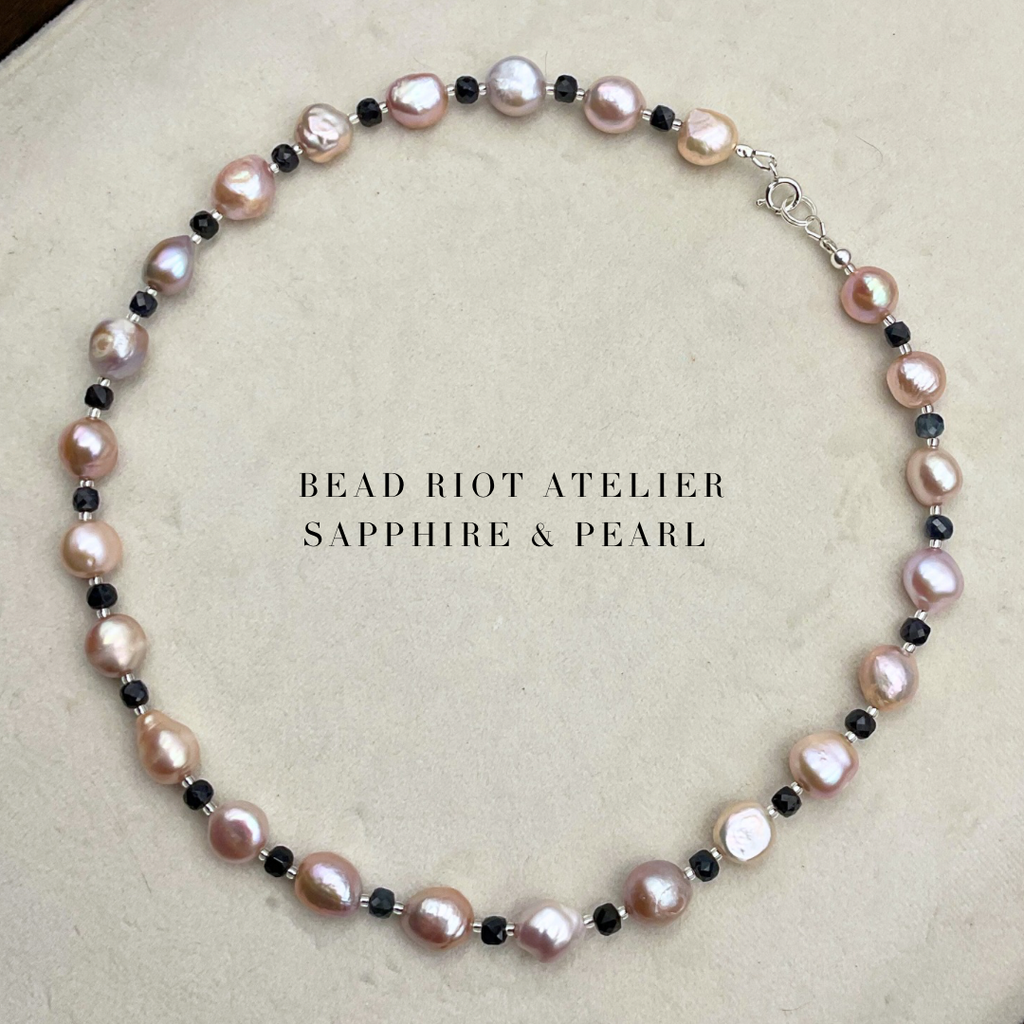 Sapphire & Pearl | Gemstone Necklace | Bead Riot Atelier